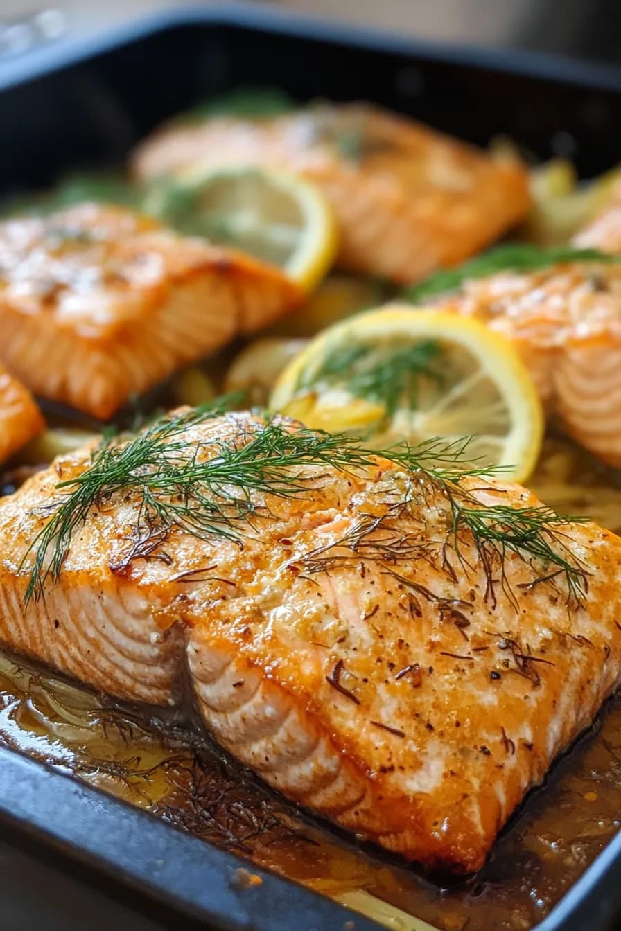 Citrus-Glazed Salmon with Fennel and Dill card