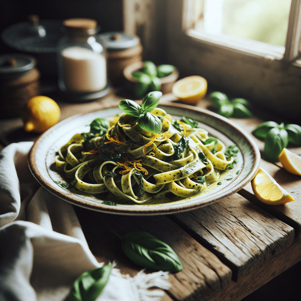 Handcrafted Basil & Lemon Zest Tagliatelle