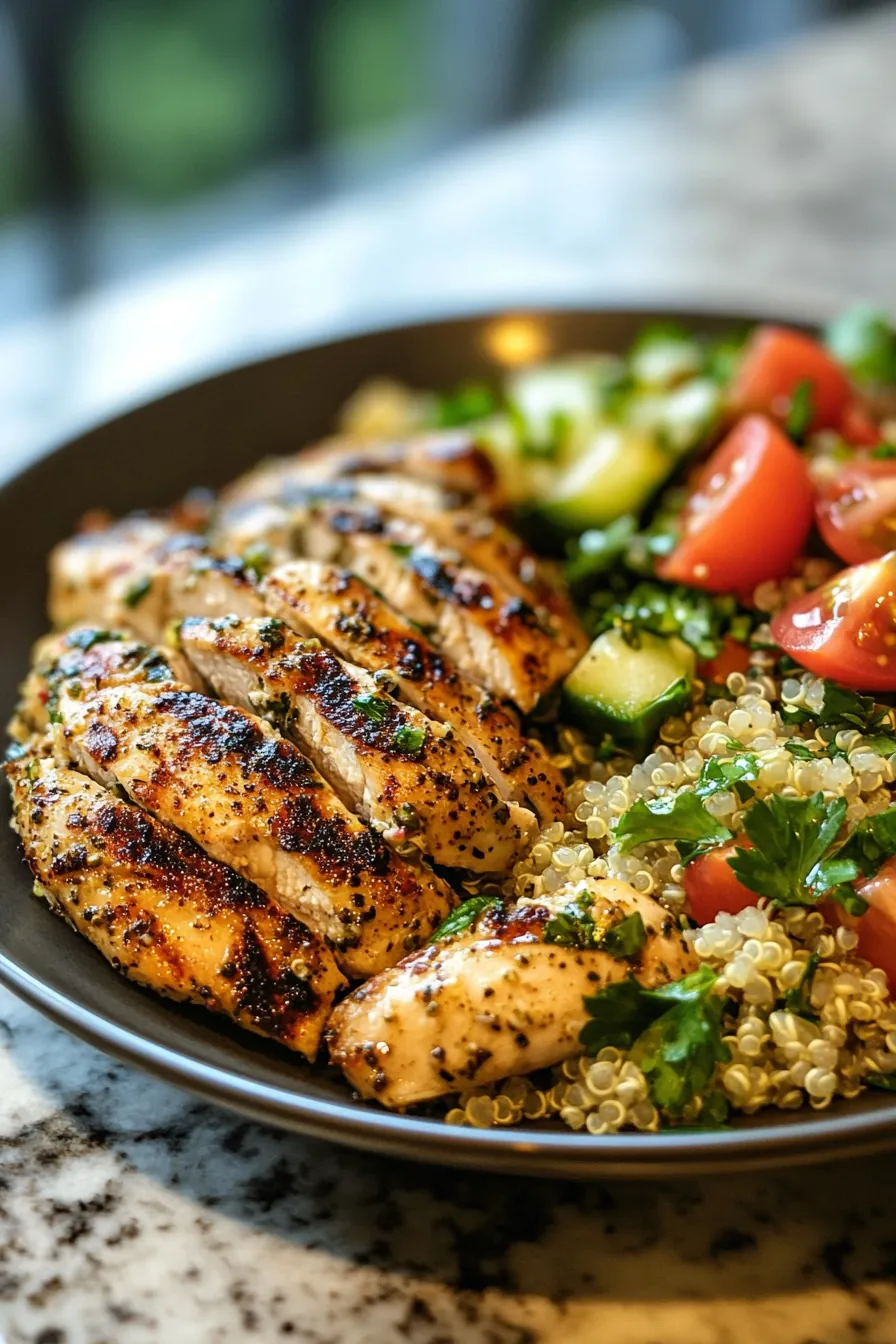 Lemon Herb Grilled Chicken with Quinoa Salad card