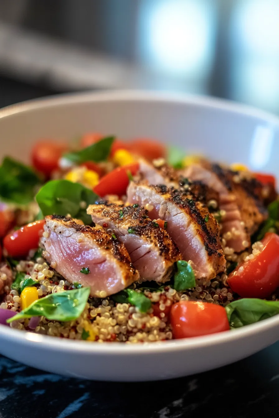 Mediterranean-Inspired Grilled Tuna and Quinoa Salad card