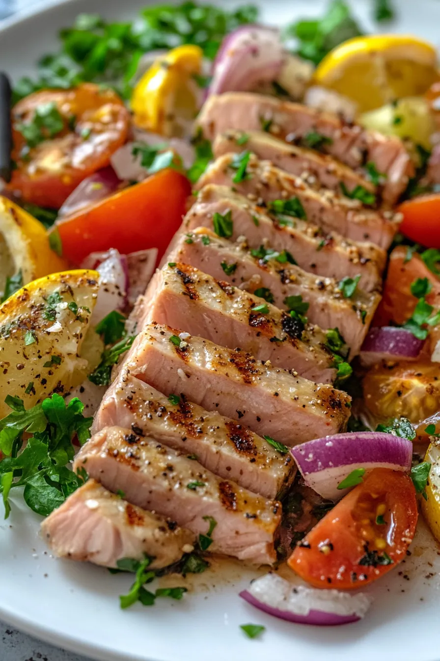 Colorful Mediterranean healthy tuna meal prep with quinoa and fresh vegetables