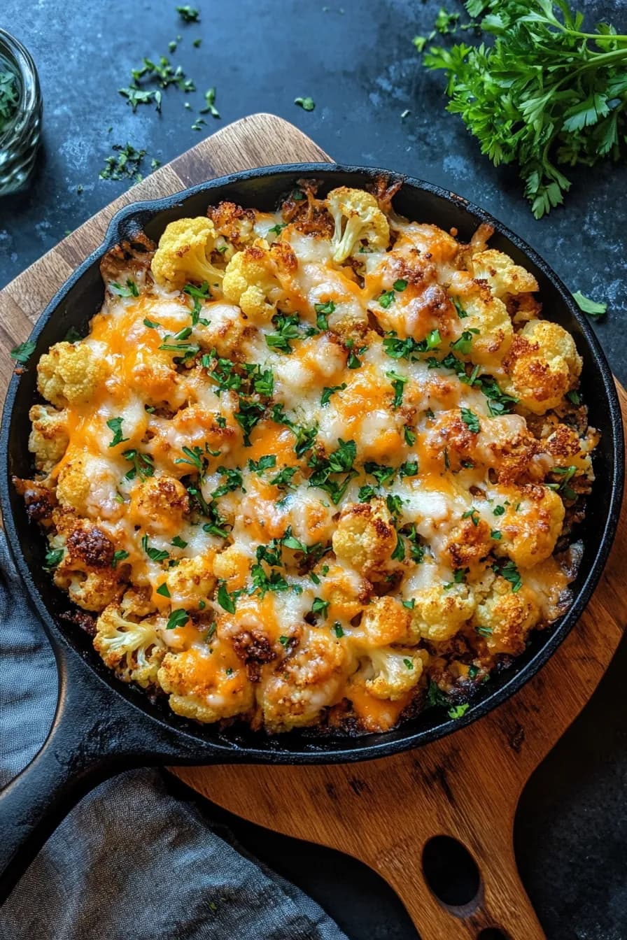 Quick and Cheesy Cauliflower Skillet card