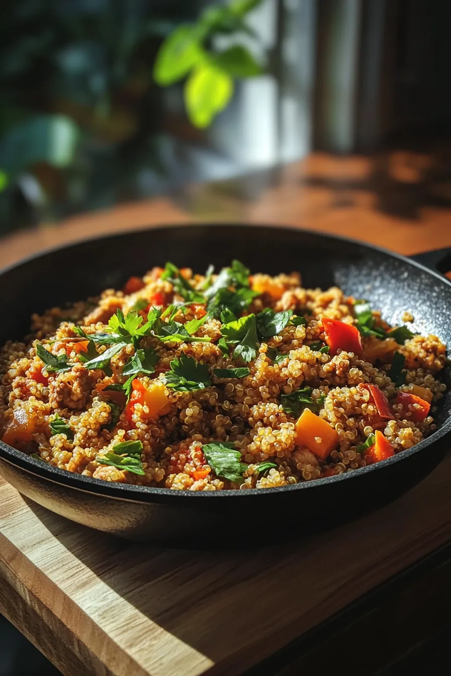 Savory Ground Turkey and Quinoa Skillet card