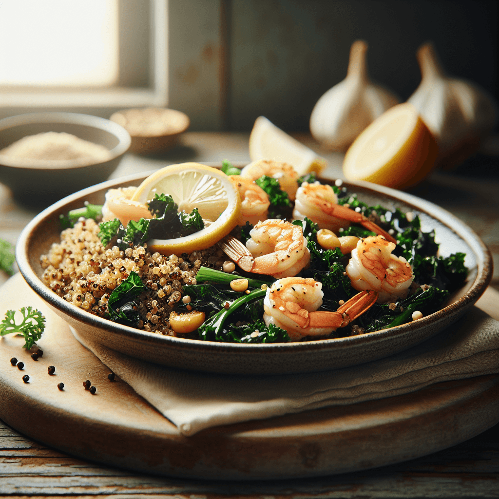 Savory Quinoa and Kale Stir-Fry with Lemon-Garlic Shrimp