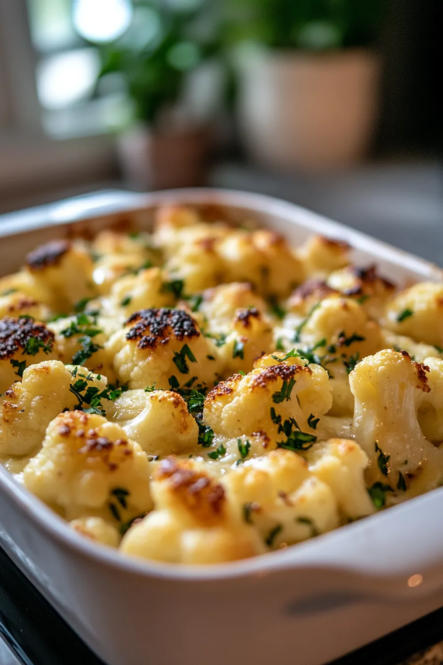 Golden-brown cauliflower florets sautéed with spices in a skillet.