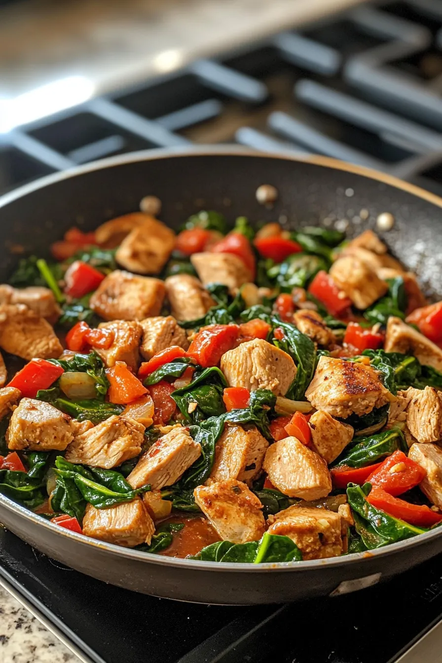 Savory Turkey and Spinach Skillet card