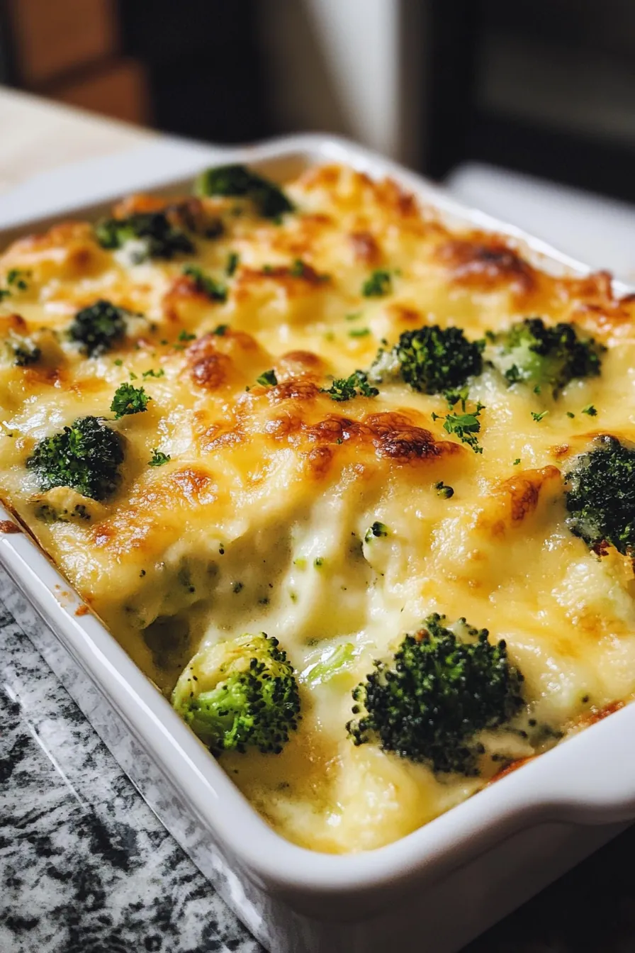 A plate of cheesy broccoli topped with toasted breadcrumbs on a rustic wooden table.