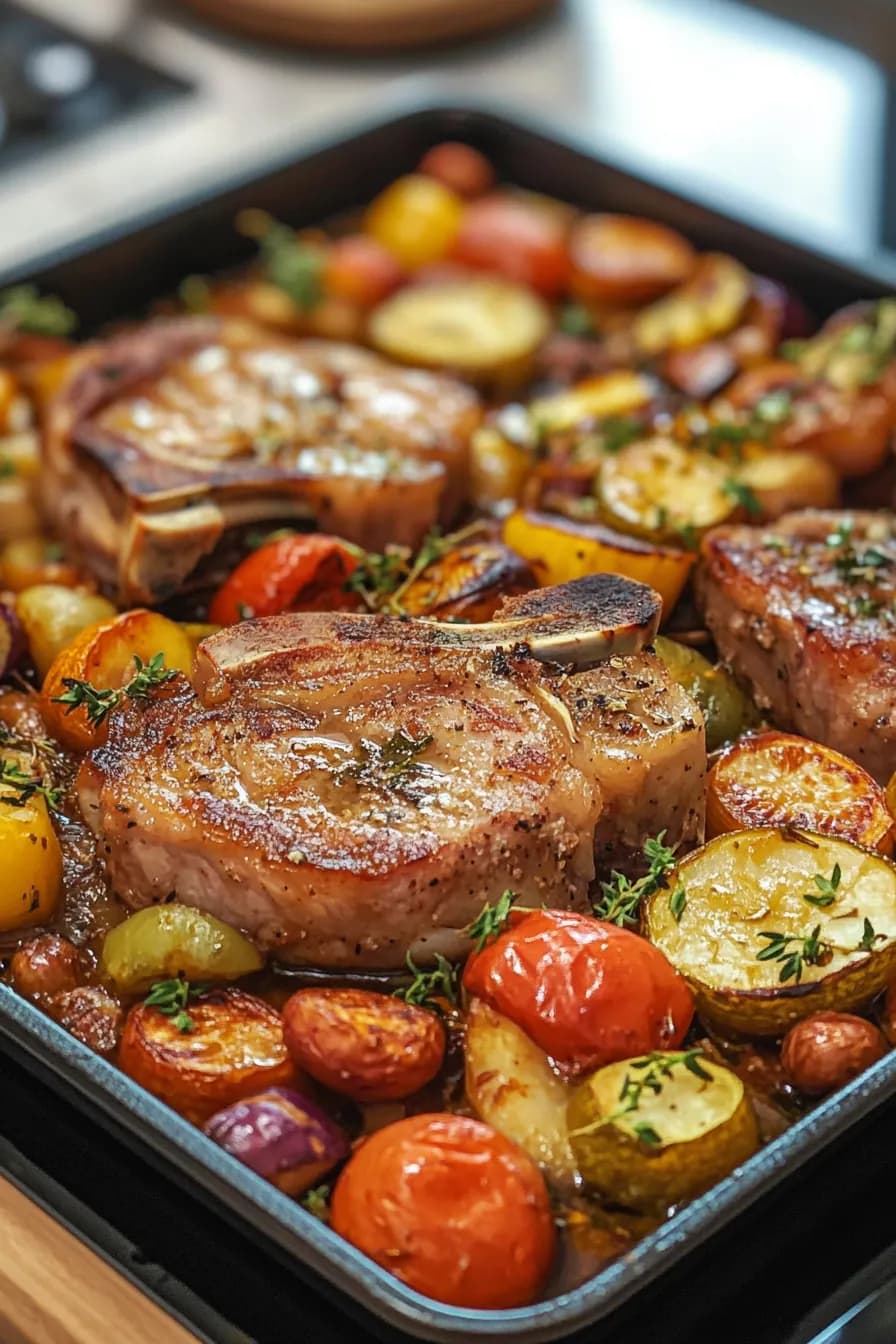 Soulful One Pot Pork Chops with Seasonal Vegetables card