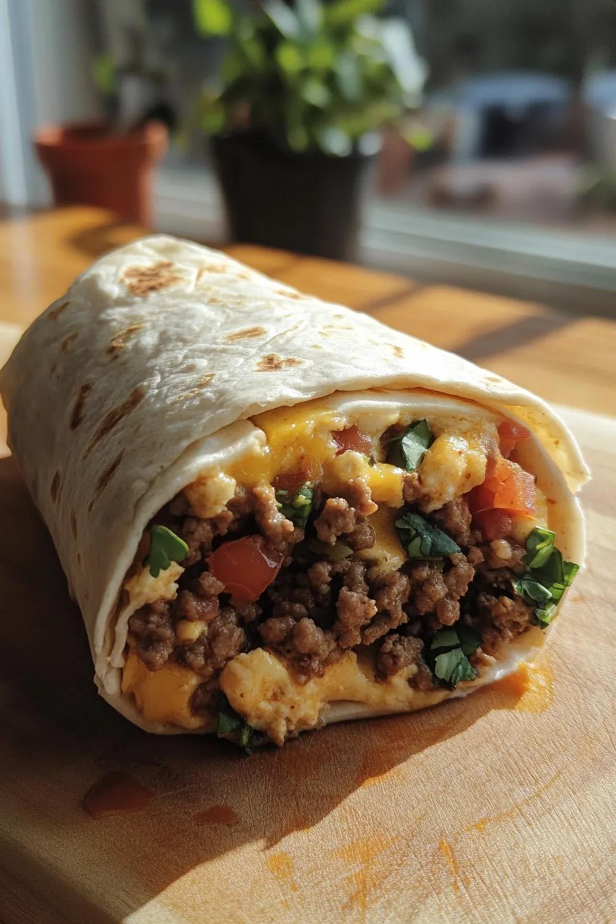 Deliciously Healthy Ground Beef Breakfast Burrito with a Twist