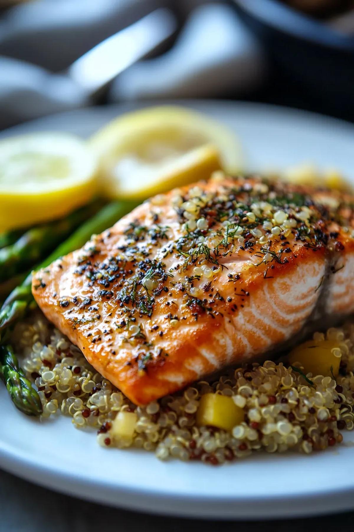 Lemon-Dill Salmon with Quinoa & Asparagus