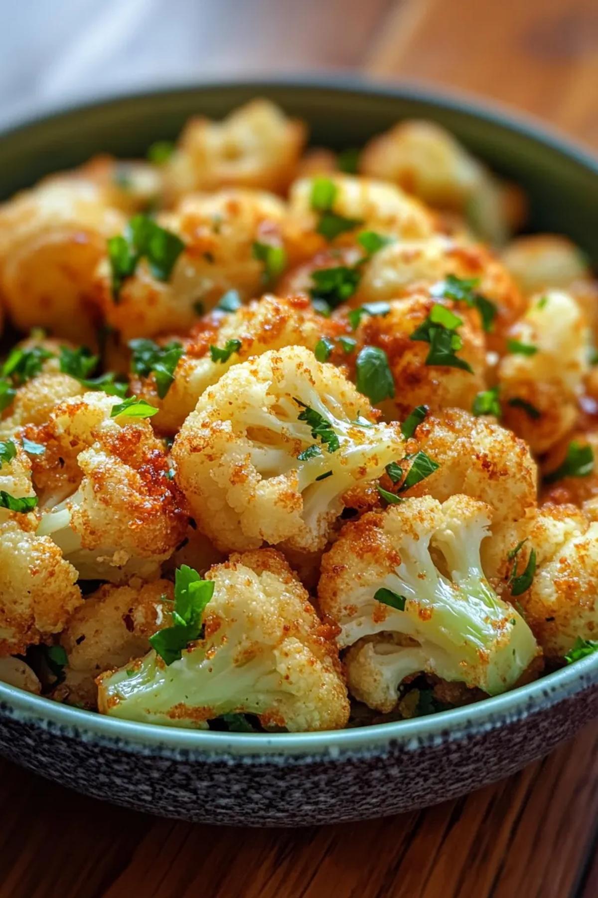 A bowl of vibrant, creamy cauliflower seasoned with herbs, ready in minutes. card