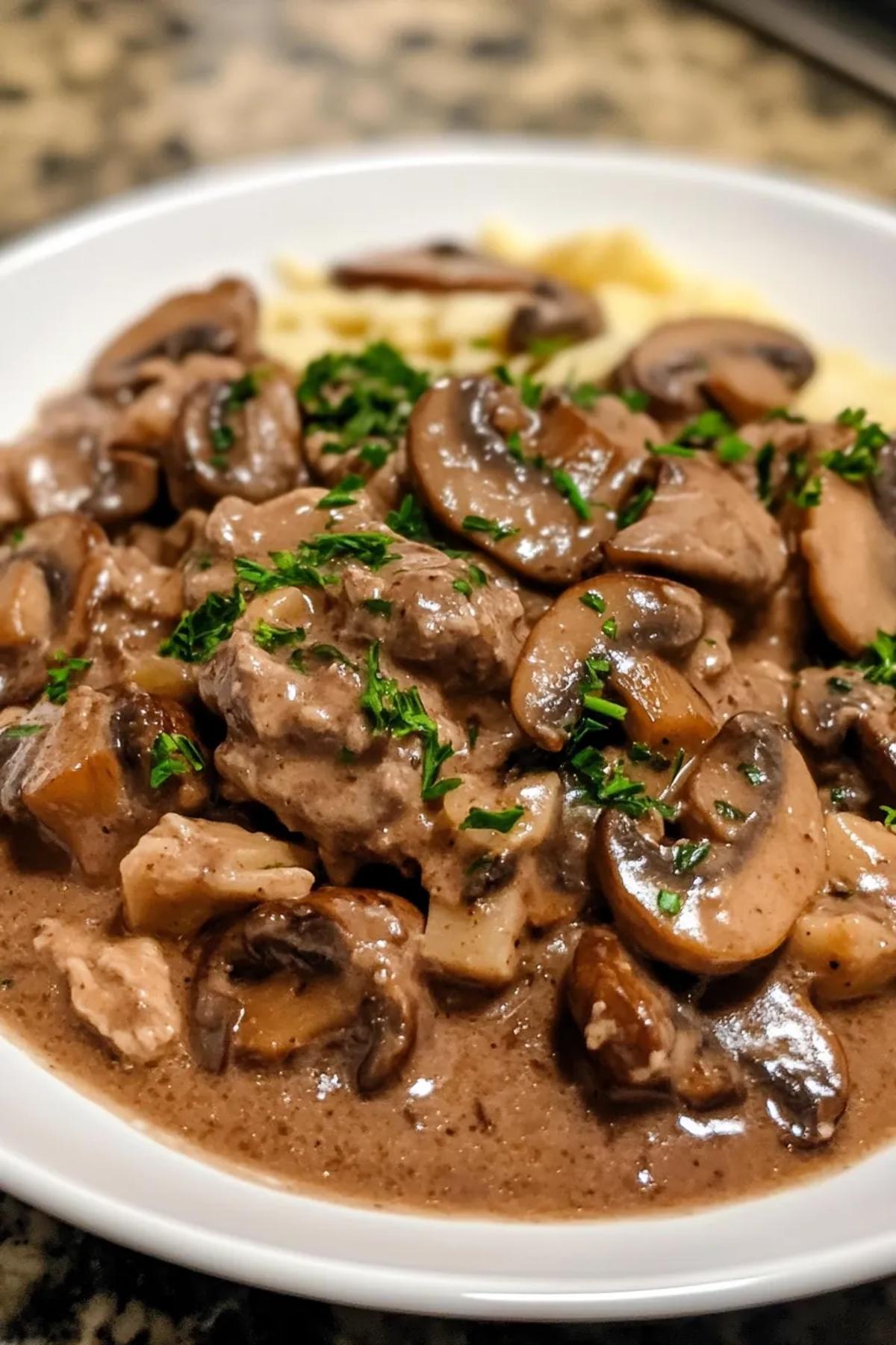 Savory Beef and Mushroom Stroganoff for Two