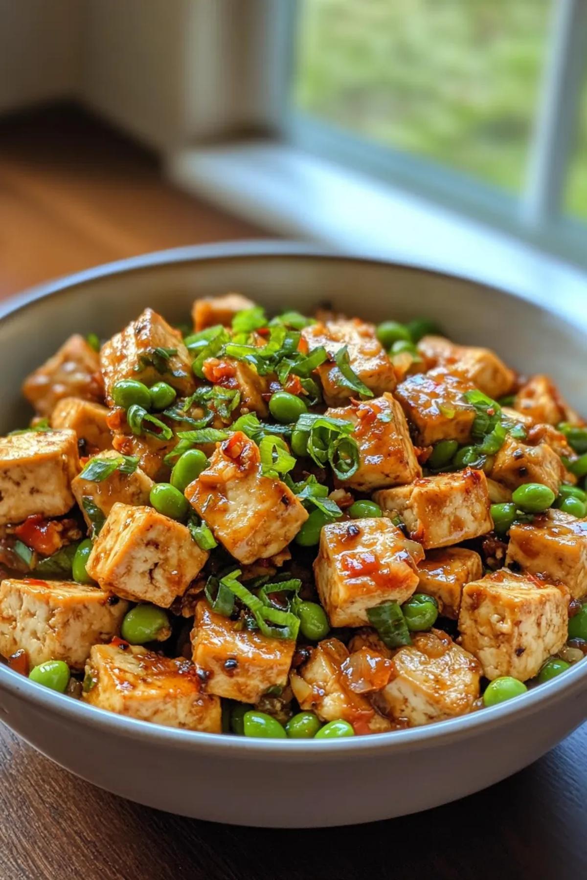Savory High Protein Tofu and Edamame Stir Fry
