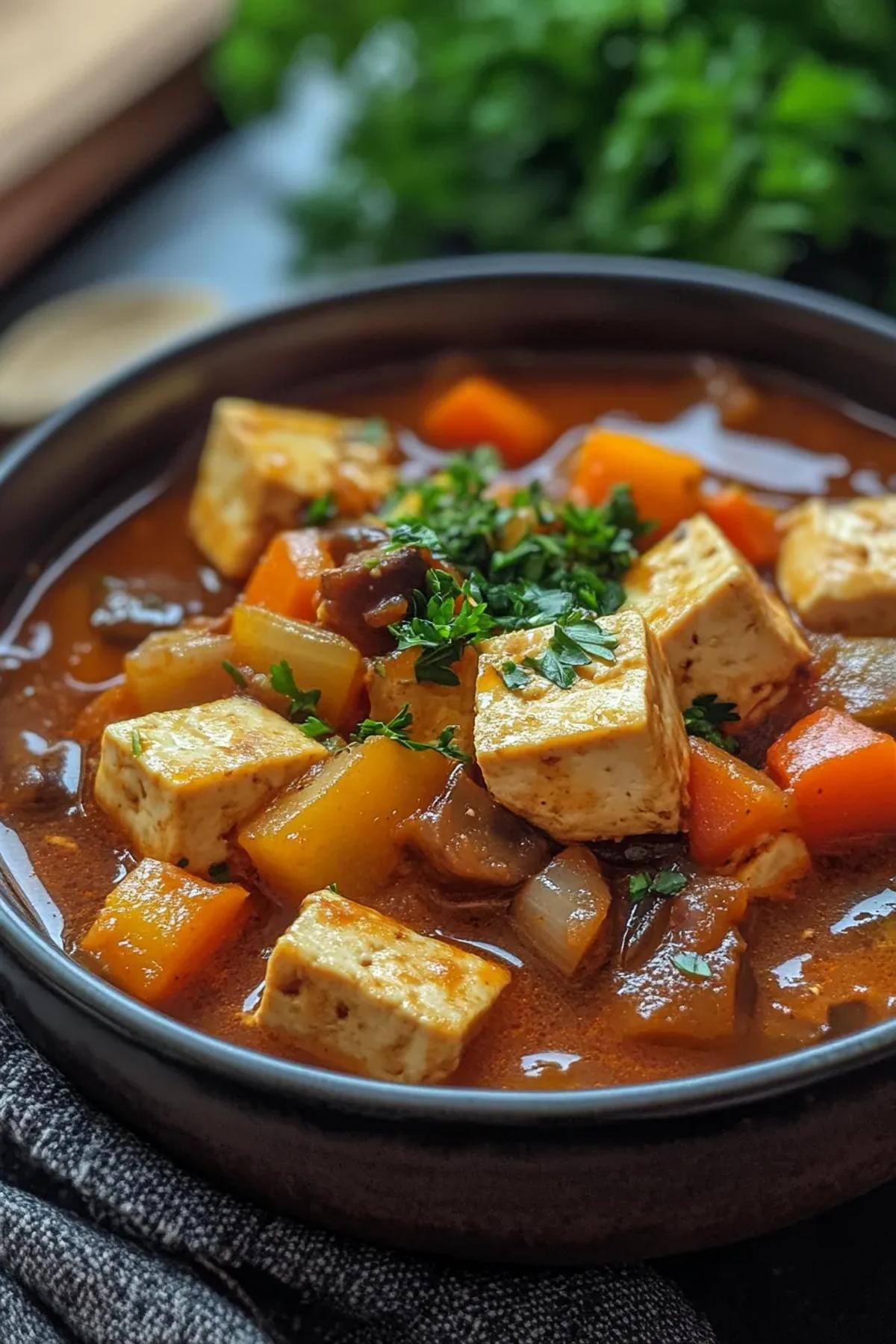 Slow Cooker Tofu Stew with Seasonal Vegetables