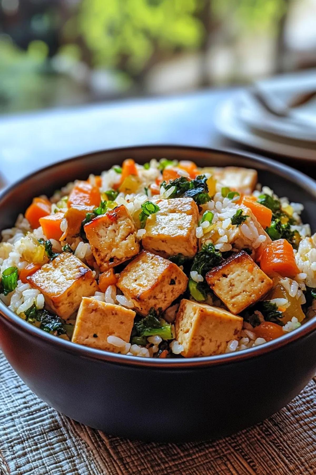 Soulful One Pot Tofu Rice with Seasonal Vegetables
