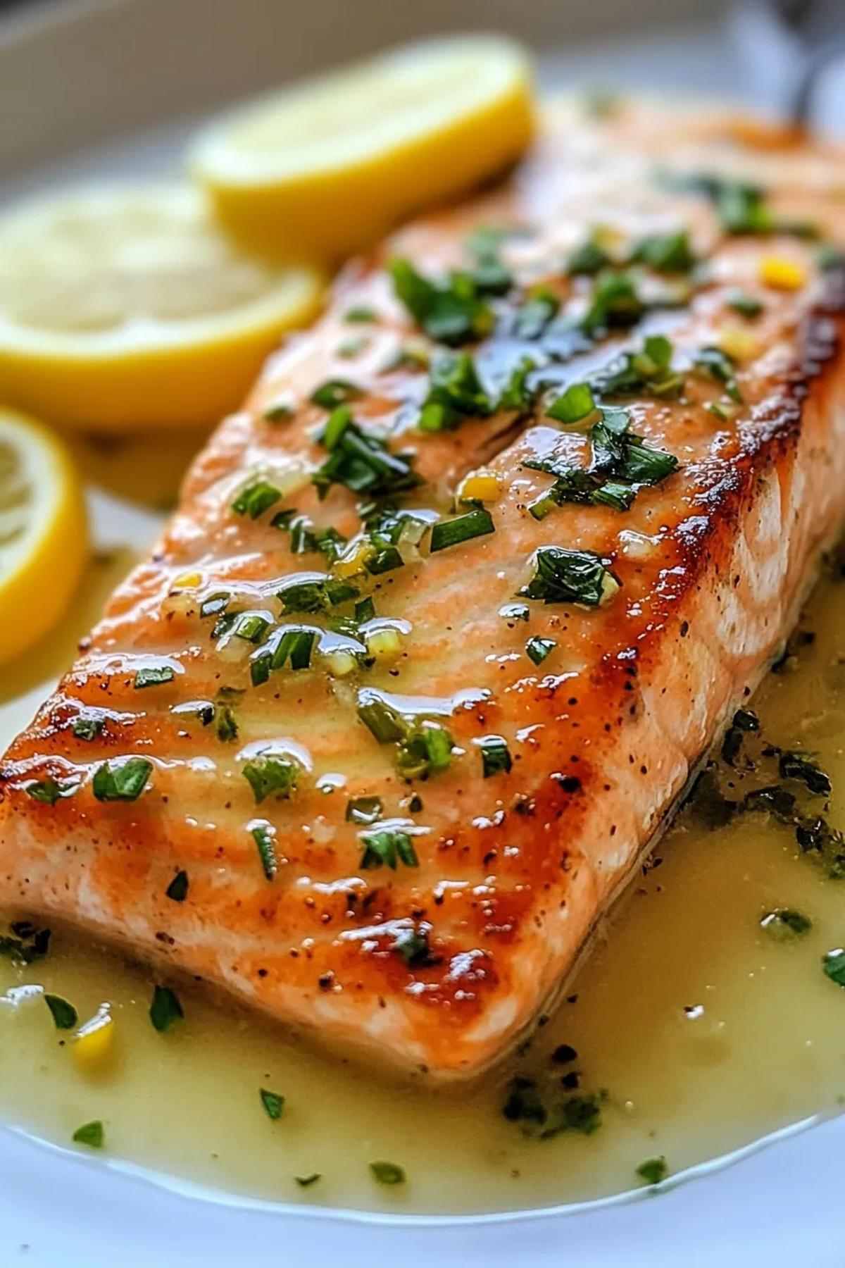 Pan‑seared salmon fillets glistening with a lemon‑capers piccata sauce, garnished with fresh parsley and served on a crisp white plate with a side of steamed asparagus, embodying the 15 minute salmon piccata simply recipes vibe. card