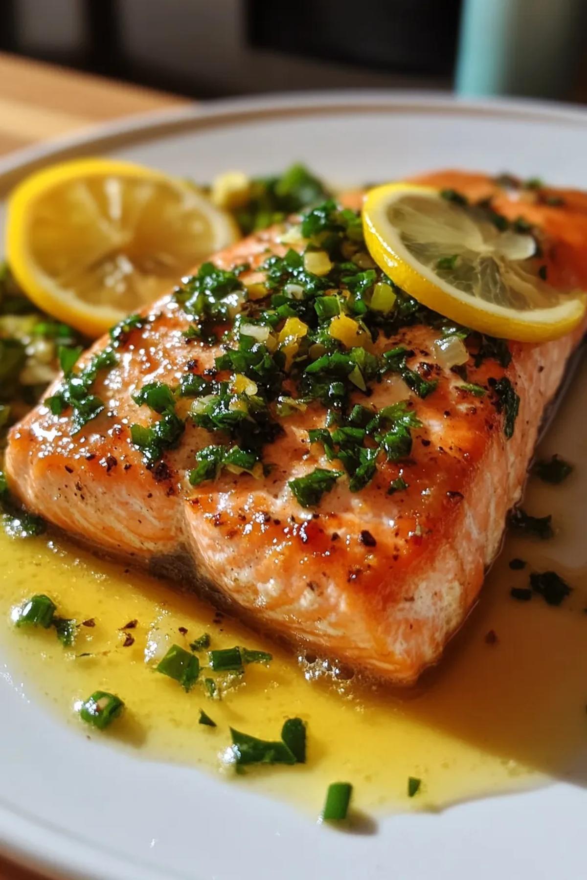 Pan‑seared salmon fillets glistening with a lemon‑capers piccata sauce, garnished with fresh parsley and served on a crisp white plate with a side of steamed asparagus, embodying the 15 minute salmon piccata simply recipes vibe.