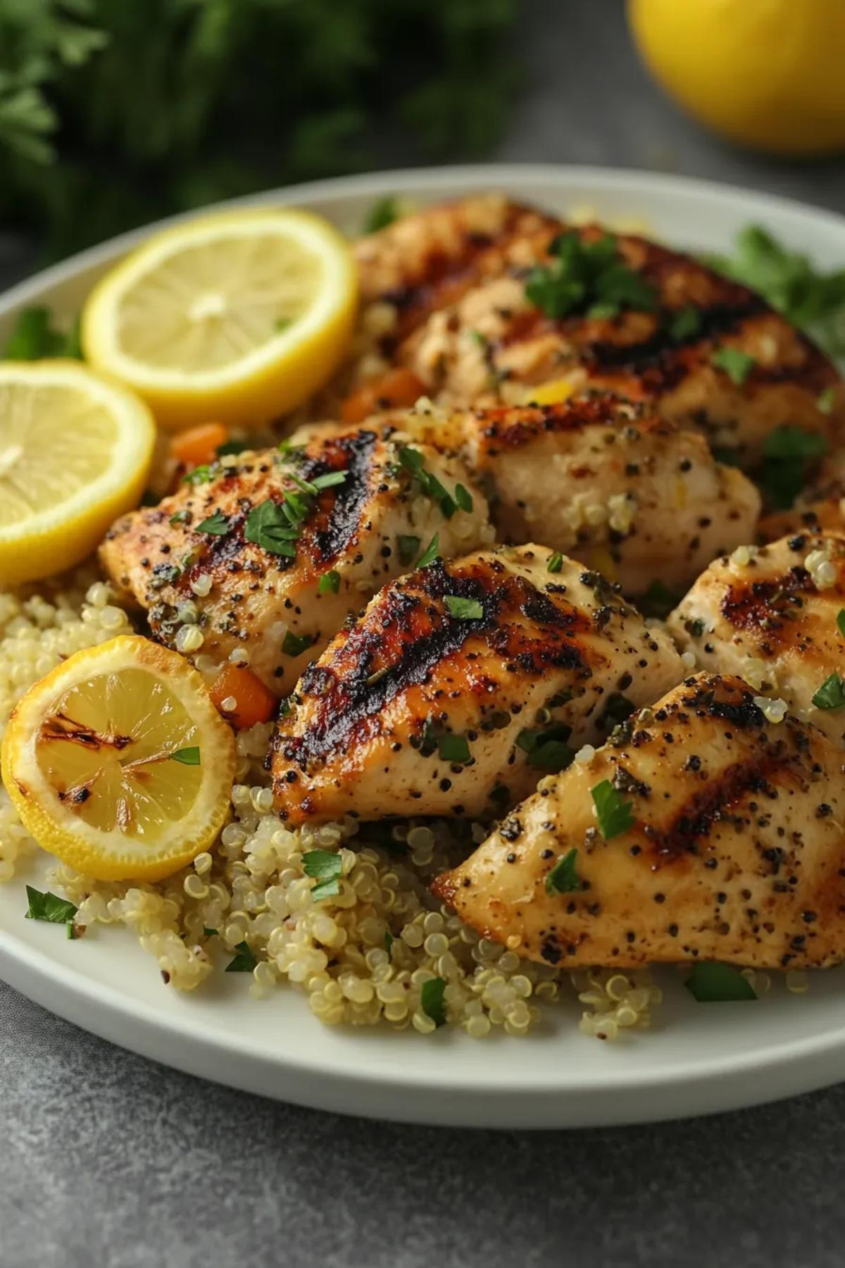 Zesty Lemon Herb Grilled Chicken with Quinoa